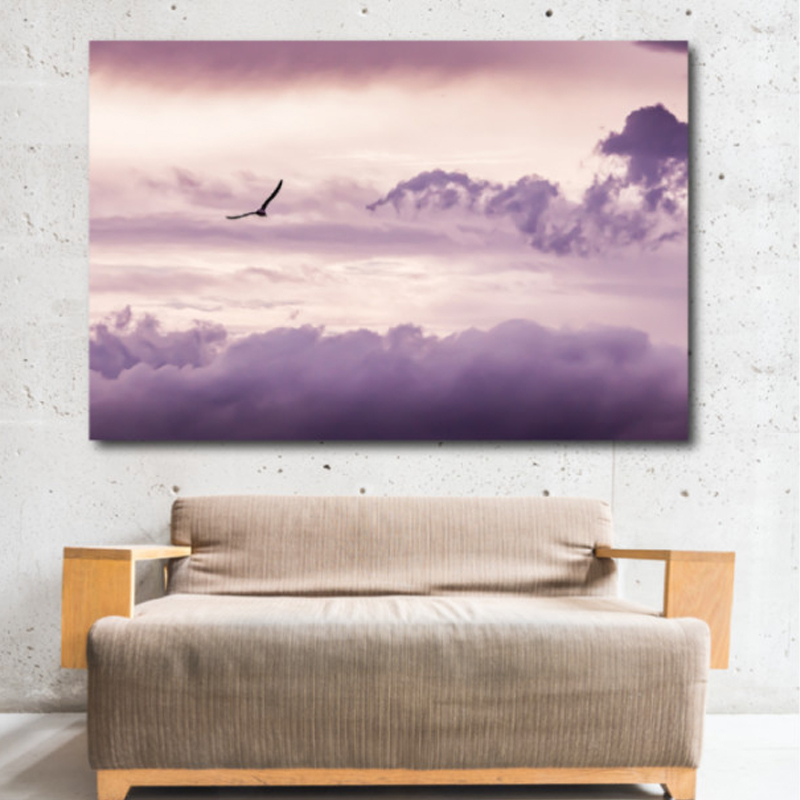Πίνακας σε καμβά με Τοπία με μωβ σύννεφα